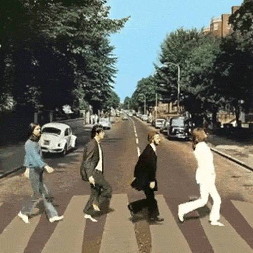 Beatles crossing Abbey Road - from Giphy